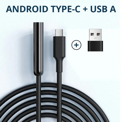 TYPE-C Endoscope Camera with 6 Adjustable Leds USB Android Flexible Inspection Borescope for Phone PC 7MM Diameter